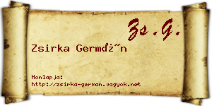 Zsirka Germán névjegykártya